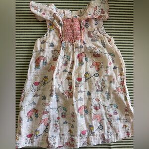 Mud Pie Girls Pink White Elephant Print Sundress